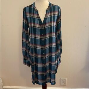 Anthropologie Akemi + Kin Plaid Rayon Wool Tunic Top Size S